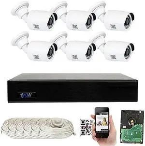 gw security super hd 8 channel 4k nvr security system with 6 ip h.265 5mp 2.5 x 1080p poe security cameras, 100ft night vision, 2 tb hdd