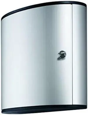 durable key box with key lock, holds 18 key tags, 11 x 113/4 x 45/8 inches, brushed aluminum 195123