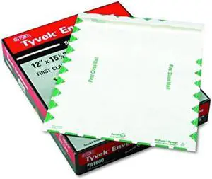 survivor r1800 tyvek usps first class mailer, 12 x 15 1/2, white box of 100