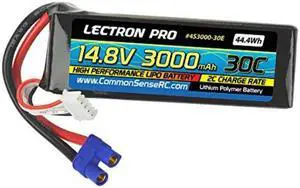 lectron pro 14.8v 3000mah 30c lipo battery with ec3 connector for highperformance 3d planes, edf jets, quadcopters