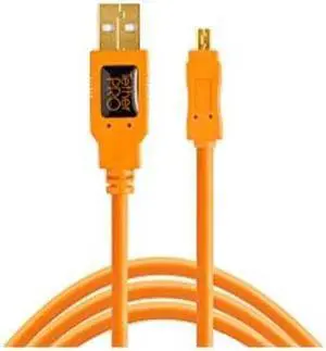 tether tools 15 ft. tetherpro usb a male to minib 8pin cable orange