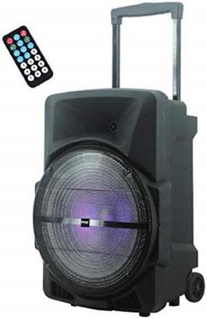 wireless portable pa speaker system 1200w high powered bluetooth compatible indoor and outdoor dj sound stereo loudspeaker w/ usb sd mp3 aux 3.5mm input, flashing party light & fm radio pphp1544b