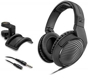 sennheiser hd 200 pro monitoring headphones with headphone holder & stereo 1/4" male headphone extension cable 10' bundle