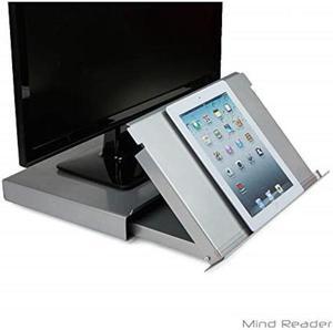 mind reader adjustable and portable reading, book, tablet, ipad, document holder metal monitor stand riser with easel, silver