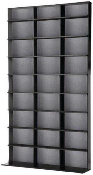 atlantic elite media storage cabinet  large tower, stores 630 blurays, 531dvds or 837cds with 9 fixed shelves, pn35435725 in black