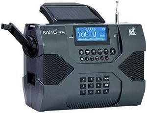 kaito emergency radio voyager max ka900 digital solar dynamo crank wind up am/fm/sw & noaa weather stereo radio receiver bluetooth, realtime alert, mp3 player, recorder & phone charger, black