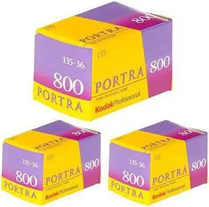 pack of 3 kodak 145 1855 professional portra 800 color negative film iso 800 35mm 36 exposures