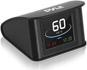 universal vehicle smart hud display  2.6" digital mini car dashboard heads up windshield speedometer projector system w/ gps navigation compass, displays speed, distance, time and more  pyle phud19