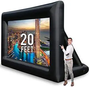 jumbo 20 feet inflatable outdoor and indoor theater projector screen  includes inflation fan, tiedowns and storage bag  updated version