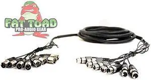 XLR Snake Cable Patch (10ft X 8 Channels) by FAT TOAD | Studio Stage, Live Sound Recording Multicore Cords | Pro Audio Shielded Balanced Wires for Microphone Interface Hub, DJ Digital Mixer, Amplifier