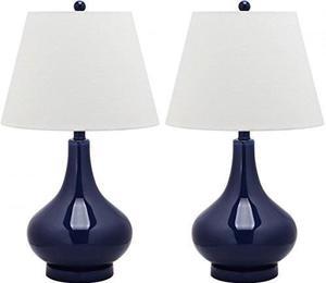 safavieh lighting collection amy gourd glass table lamp, set of 2, navy