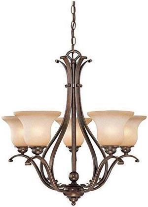 vaxcel usa ch35405rbzb monrovia 5 light chandelier lighting fixture in bronze, glass