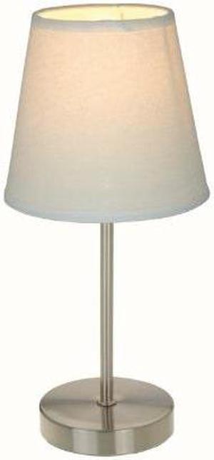 simple designs home lt2013wht sand nickel simple designs mini basic table lamp with fabric shade, 4.88" x 4.88" x 10", white