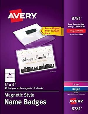 avery magnetic badges name and badge label, 3" x 4" 8781