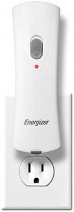 energizer compact handheld rechargeable plugin flashlight, led 40 lumens, autoon in powerfailure