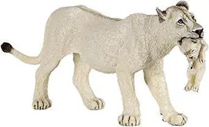 papo white lioness with cub figure, multicolor