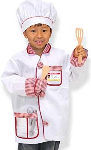 melissa & doug chef roleplay costume set pretend play, materials, machinewashable, 17.5 h x 24 w x 0.75 l