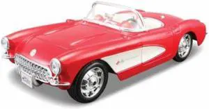 maisto assembly line 1957 chevrolet corvette 1/24 scale diecast model car kit red