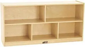 ecr4kids birch 5section school classroom storage cabinet with casters, commercial or personal storage, kids storage organizer shelf, friendly design, certified and safe, 24 high, natural