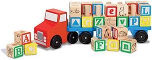 melissa & doug alphabet blocks wooden truck educational toy