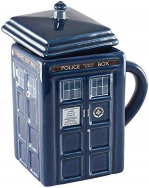 doctor who tardis mug | official square shaped ceramic coffee mug with lid | holds 17ounces of your favorite coffee, tea, or other drink