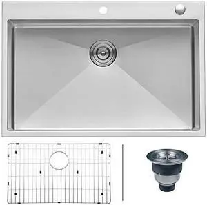 ruvati 33 x 22 inch dropin tight radius 16 gauge stainless steel topmount kitchen sink single bowl  rvh8005