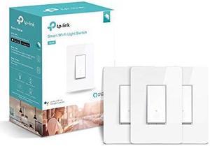 tplink hs200p3 kasa smart wifi switch 3pack control lighting from anywhere, easy inwall installation singlepole only, no hub required, works with alexa and google assistant, white