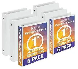 Economy Round Ring View Binders 3 Rings 1" Capacity 8.5 x 5.5 White 6/Carton MP28507