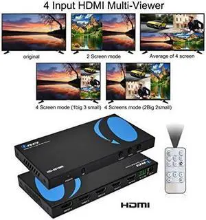 orei quad multiviewer 4x1 hdmi switcher 4 ports seamless switch and ir remote support 1080p for ps4/pc/stb/dvd/security camera