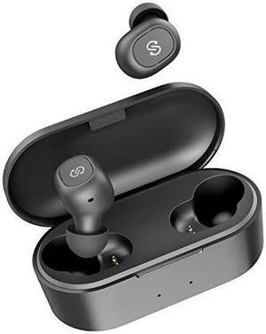 soundpeats true wireless earbuds 5.0 bluetooth headphones inear stereo wireless earphones with microphone binaural calls, onestep pairing, total 35 hours, upgraded truefree plus