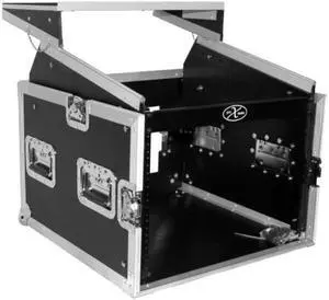 prox cases t8mrlt 8 space 10u top load slant dj mixer road gig ready flight case combo rack w/gliding laptop shelf