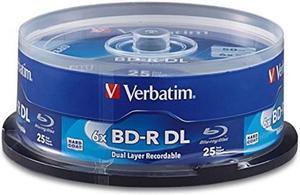 verbatim bdr 50gb 6x bluray recordable media disc  25 pack spindle