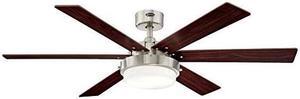 westinghouse lighting 7205100 alloy ii 52inch brushed nickel indoor ceiling fan, led light kit with opal frosted glass,
