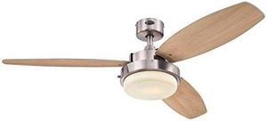 westinghouse lighting 7209000 alloy 52inch brushed nickel indoor ceiling fan, led light kit with opal frosted glass