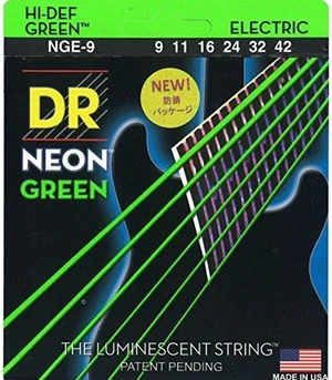 DR Neon HiDef Super Electic Guitar Strings - Green - Lite DR Neon HiDef Super Electic Guitar Strings - Green - Lite