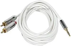 Monoprice 10ft Designed for Mobile 3.5mm Stereo Male to RCA Stereo Male (Gold Plated) - White