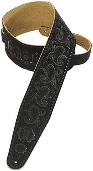 levy's leathers pms44t03blk handbrushed suede guitar strap with paisley pattern, black