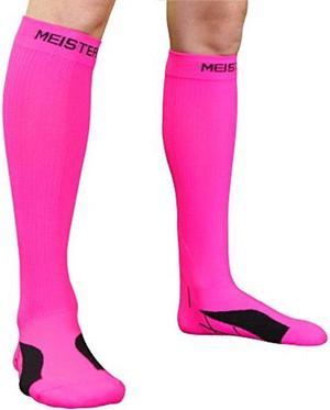 meister graduated 2025mmhg compression running socks for shin splints pair  pink  medium