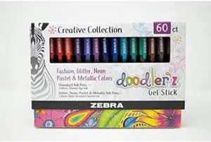 Zebra doodler'z Gel Pen Medium Point Assorted Inks 60/Pack (41960)