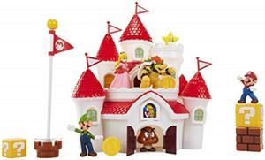 nintendo super mario deluxe mushroom kingdom castle playset with 5 figures  4 accessories