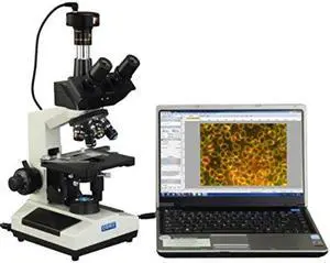 omax 5mp digital 40x2500x advanced oil na1.25 darkfield trinocular compound led microscope with 5.0mp camera with measurement, stitching, extended depth of field software