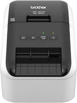 brother ql800 highspeed professional label printer, lightning quick printing, plug & label feature, brother genuine dk presized labels, multisystem compatible  black & red printing available