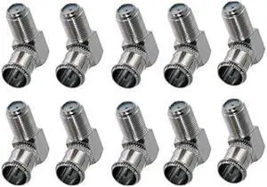 imbaprice pack of 10 right angle coax fjack to fquick push on plug  male/female  adapter support comcast, time warner, cox communications, charter communications, verizon fios, and at&t