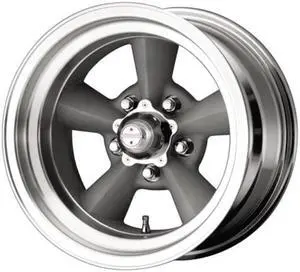 american racing hot rod tto vn309 painted gray wheel with machined lip 15x7"/5x4.75"