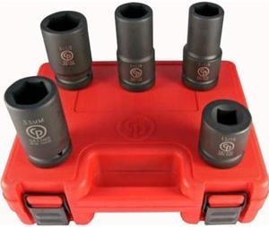 chicago pneumatic ss8205ws 1" drive 5 piece wheel service sae & metric impact socket set