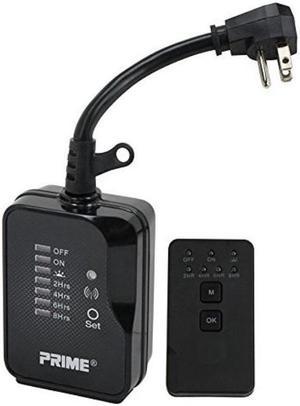 prime outdoor electronic timer with 2 grounded plugs and remote control