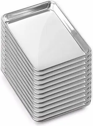 gridmann 9" x 13" commercial grade aluminum cookie sheet baking tray jelly roll pan quarter sheet  12 pans