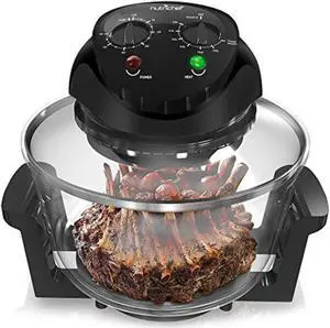 nutrichef convection countertop toaster oven  healthy kitchen air fryer roaster oven, bake, grill, steam broil, roast & airfry , includes glass bowl, broil rack and toasting rack, 120v  pkcov45