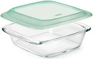 oxo good grips freezertooven safe 2 qt glass baking dish with lid, 8 x 8