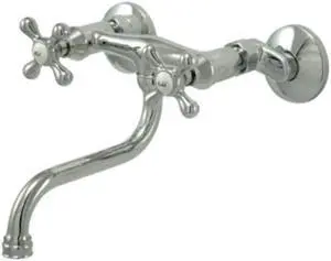 kingston brass ks216c wall mount 8" down spout vessel sink faucet, 65/8", polished chrome